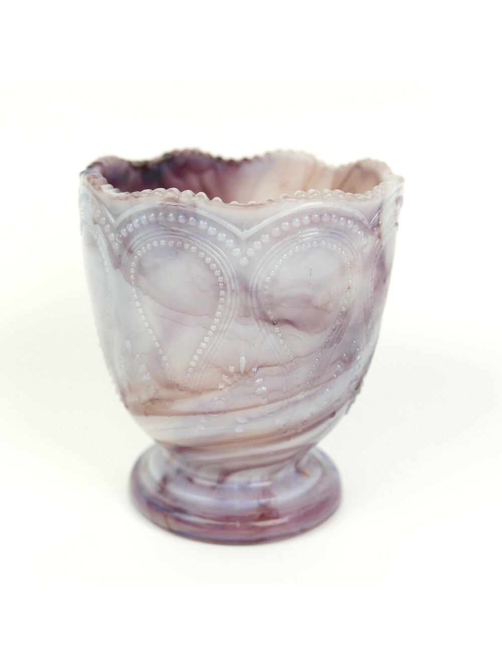 Antique Northwood Mosaic Purple Slag Glass Spooner Sugar Bowl Scroll Acanthus
